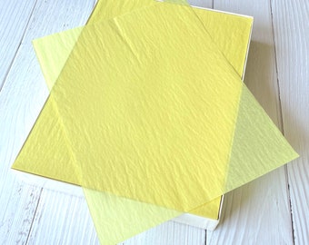 Vintage Canary Yellow Onion Skin Paper - Fox River brand, Letter Size 8.5" by 11"