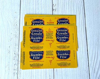 Vintage Spice Labels - Genuine Creole Gumbo Filé Seasonings