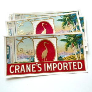 Vintage gold embossed Crane&#39;s Imported cigar box labels