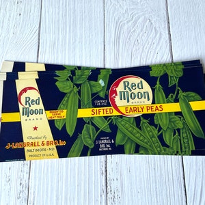 Etichette per lattine Vintage Red Moon - Piselli precoci