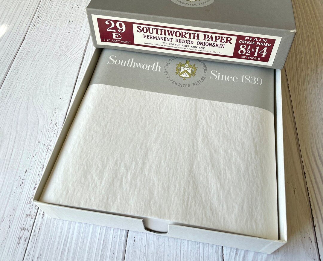 Onion Skin Paper, Cockle Finish, 25% Cotton Fiber, Lightweight, 12