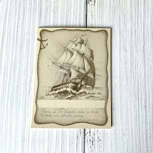 Vintage Sailing Ship Bookplates - Emily Dickinson quote