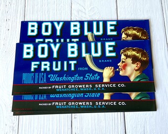 Vintage Crate Labels - Boy Blue Fruit