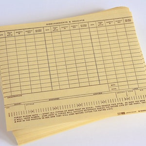 Vintage Disbursement Form Cards - Printed Index Cards in Buff