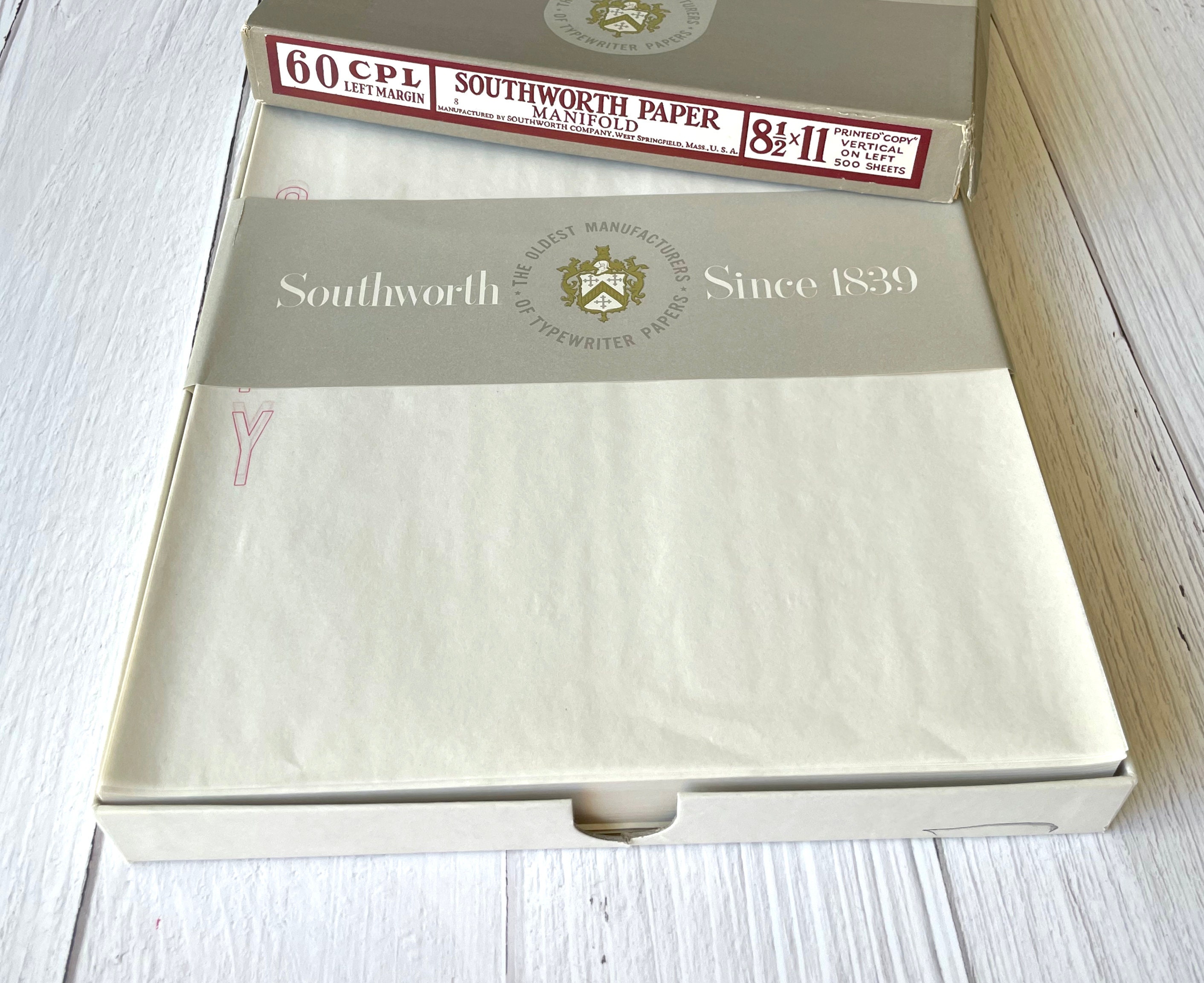 Vintage Onion Skin Paper With Cockle Finish Southworth Red Ruled Letter OR  Folio Size 