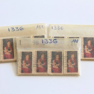 Vintage 5 cent Christmas Stamps - 100 pcs. Hans Memlin Artwork Virgin and Child