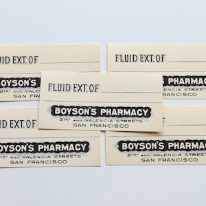 Antique Boyson&#39;s Pharmacy Labels - for Fluid Extracts