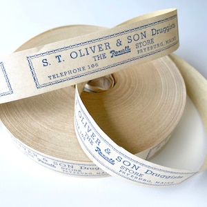Vintage S. T. Oliver and Sons Druggists gummed label tape