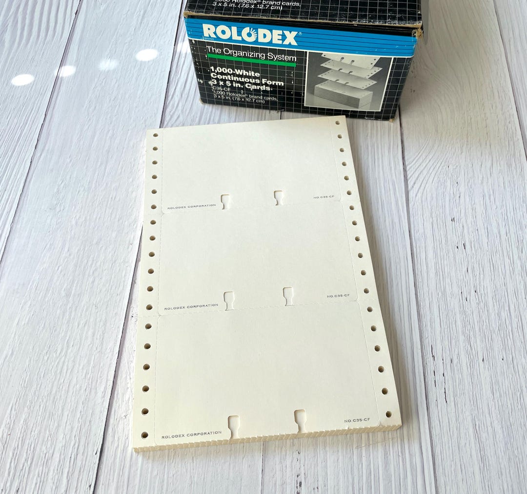 Long Rolodex Box Vintage Continuous Rolodex Cards - Large, Perforated - Etsy