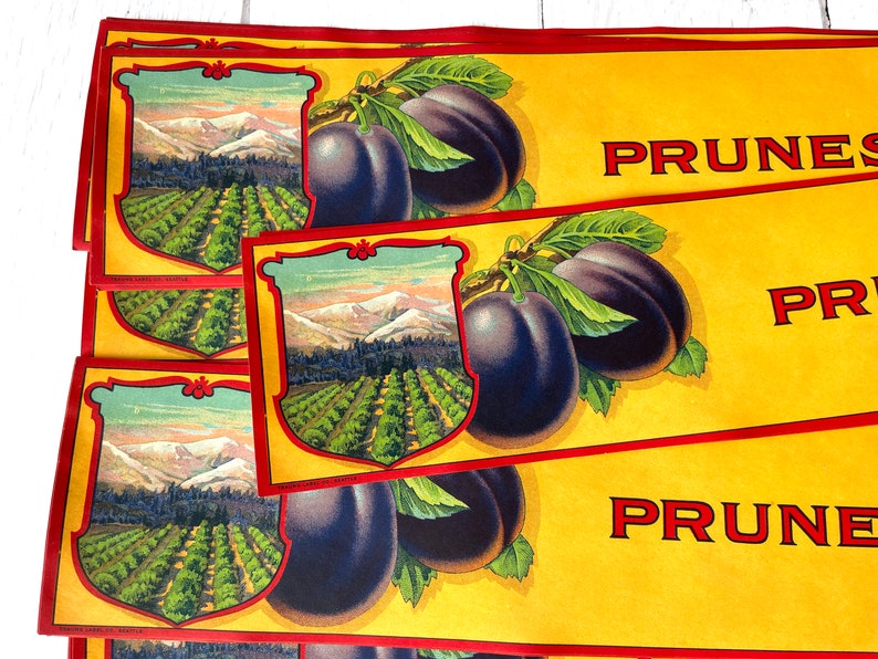 Prune Label Vintage Fruit Crate Labels - Prunes - Etsy