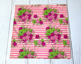 Sheet of Vintage Floral Wrapping paper - Pink striped Floral