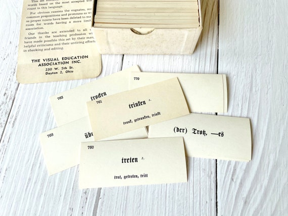 Vintage German Flashcards - Vocabulary Cards