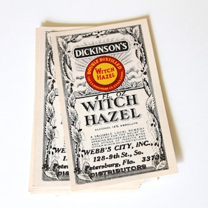 Vintage Witch Hazel RX Labels - Ornate - Dickinson&#39;s Brand