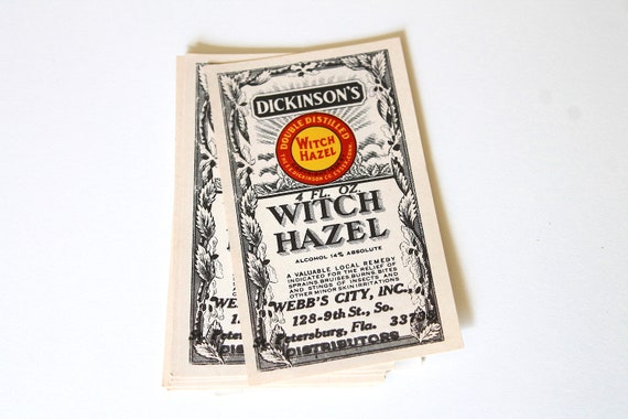 Vintage Witch Hazel RX Labels - Ornate - Dickinson's Brand