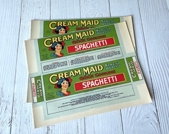 Vintage Box Labels - Cream Maid Quick Cooking Spaghetti Noodles