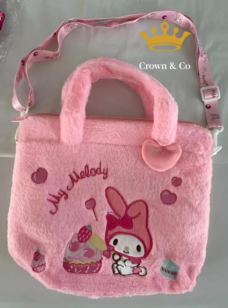 Hello Kitty Plüsch-Einkaufstasche - Süße Kawaii-Handtasche für Mädchen & Frauen, Weicher Kaninchenfell-Stoff, mehrere Farben
