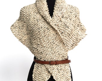 Outlander Inspired Claire's Fichu Shawl Knitted Wrap Birch Tweed Stole