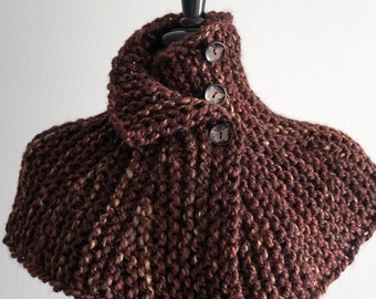 Outlander Brown Knitted Capelet with Wooden Buttons