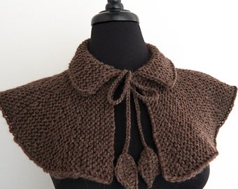 Outlander Knitted Wool Cape Claire's Collar Capelet with Cord Ties - Available in Two Sizes