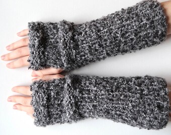 Knitted Armlets Fingerless Gloves Arm Warmers Wristlets Outlander Knits Gray Color