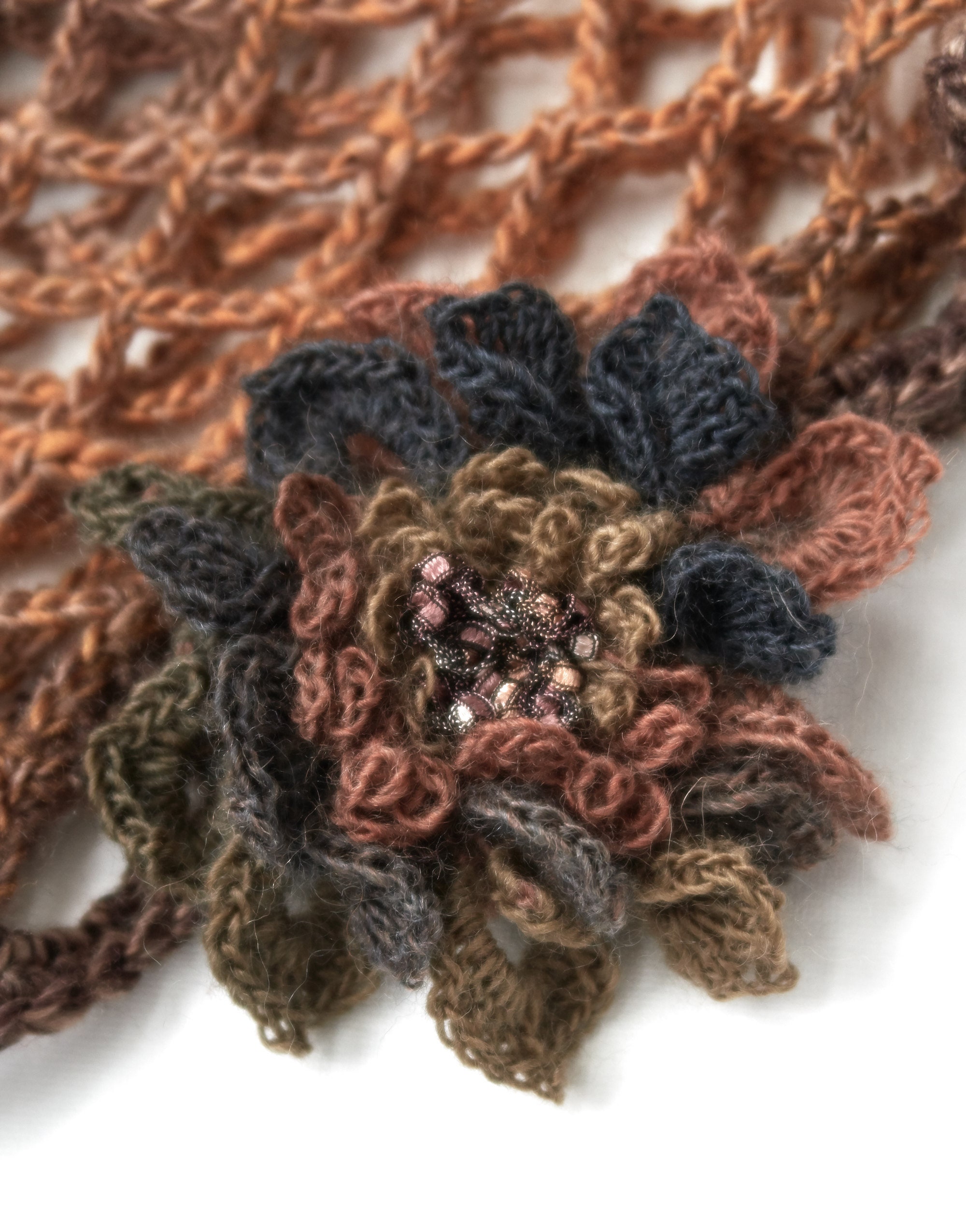 Brown  Hat with Orange Flower  Crochet Flapper Hat Personalized Headdress Brown Crochet Hat With Flower - Etsy main image 4