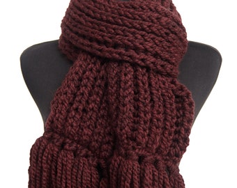 Knitted Scarf Wool Blend Yarn Unisex Scarf with Tassels