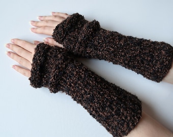 Outlander Brown Knitted Armlets Fingerless Gloves Wristlets