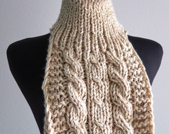 Knitted Capelet Turtleneck Collar Dickey Gaiter Cowl Light Beige Ivory Oat Color