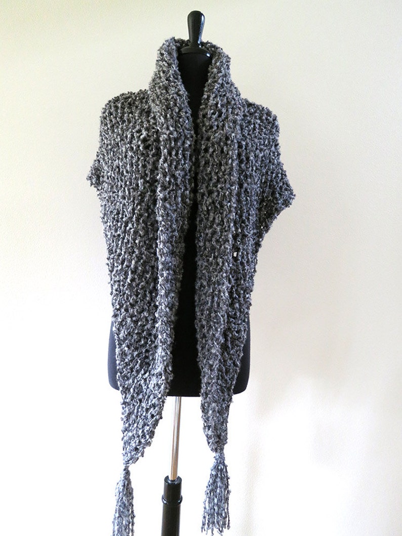 Outlander Inspired Shawl Gray Color Wrap Knitted Chunky Boucle | Etsy