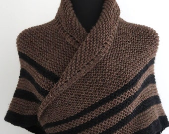 Outlander Knitted Claire's Shawl Brown Color Black Stripes Pure Wool, Season 5