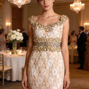 cream and gold dress for wedding guest Mother - Etsy Castle