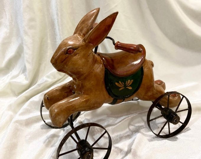 Rare Rabbit Wheels Vintage Folk Art Bunny Rabbit on Wheels Display Toy - Etsy
