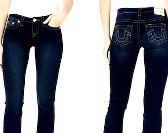 True Religion Misty Big T Skinny Jeans Size 23 Dark Wash Y2K Trashy Chic McBling