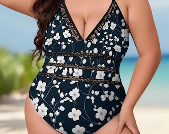Flattering curve-enhancing one-piece swimsuit with tummy control, adjustable halter straps, quick-drying, breathable fabric