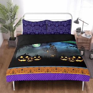 Halloween Pumpkin Bedding Set: 3-Piece Fall Duvet Cover