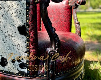 Antique Cowhide barrel chair  "SOLD"