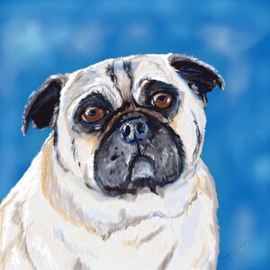 Cute pug original digital print