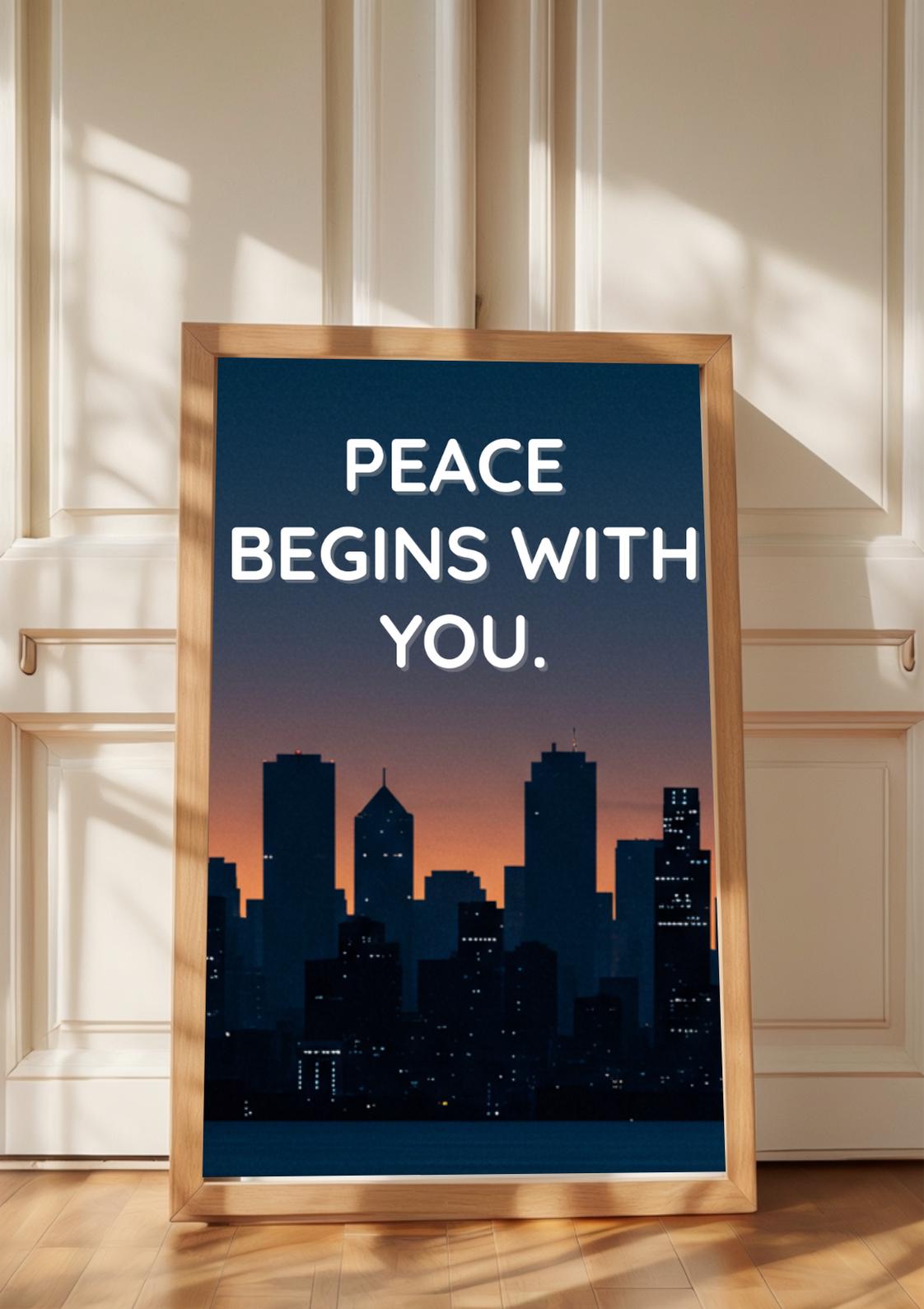 平和はあなたから始まる：インスピレーションを与える名言、モダンなオフィス装飾（デジタルダウンロード）, image size:1122x1589
