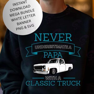 Clipart de Dia dos Pais, Pacote SVG PNG de Dia dos Pais, Design de Camisa Clássica de Caminhão Papa, Clipart de Pai Retro, clipart de Dia do Padre