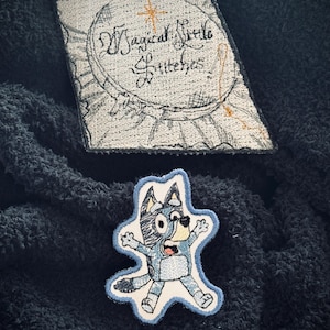 Sketch inspired Bluey Iron on Patch, blue Dog Iron on patch , Disney iron on patch , patches for hats, bags and jackets