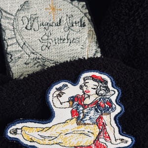 sketch style inspired Snow White iron on patch, Snow White patch, Disney movie inspired patches, patches for hats, jackets and bags