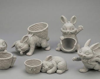 Kindereierhouder paashaas STL-bundel | 3D-afdrukbestanden, set van 5 inch