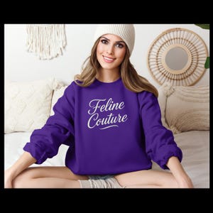Sudadera Feline Couture, jersey para amantes de los gatos, sudadera con gatitos, jersey con estampado de gatos, regalo para amantes de los animales, moda para dueños de mascotas, diversión, humor