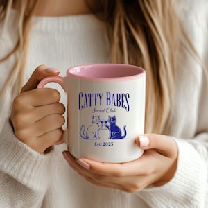Catty Babes Accent Mug, Wine in Paw, Sassy Cats, Spilling Tea, Secrets, Gossip Mug, 11oz Mug