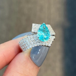 Erstaunlicher Paraiba Turmalinring 925 Sterlingsilberring Verlobung Hochzeit Jahrestagsring Paraiba Turmalinring wunderschöner Paraibaring