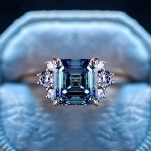 London Blue Topaz Ring: Vintage 925 Silver Octagon Engagement Ring Colour Stones