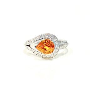 Beautiful vintage unique design orange garnet ring 925 sterling silver ring engagement wedding anniversary ring gift for her  garnet ring