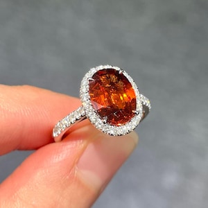 VINTAGE Beautiful Oval cut orange garnet 925 sterling silver ring engagement anniversary ring Handmade jewellery promise ring gift for her