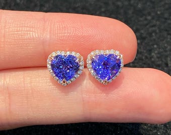 Pendientes de botón vintage con forma de corazón y zafiro azul: Plata de ley 925, rebajas de fin de temporada, piedras de colores.