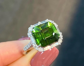 Vintage Peridot Ring: 925 Sterling Silver Antique Engagement Ring Colour Stones